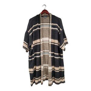 Vince Brown Stripe Wool Cashmere Open Front Cardigan Sweater Short-Sleeved XS/S